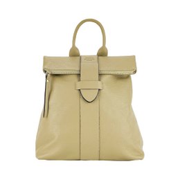 RB1021AL | Soft women's backpack in genuine leather Made in Italy with adjustable shoulder straps. Zipper and accessories in shiny gold metal - Beige color - Dimensions: 30 x 34 x 10.5 cm