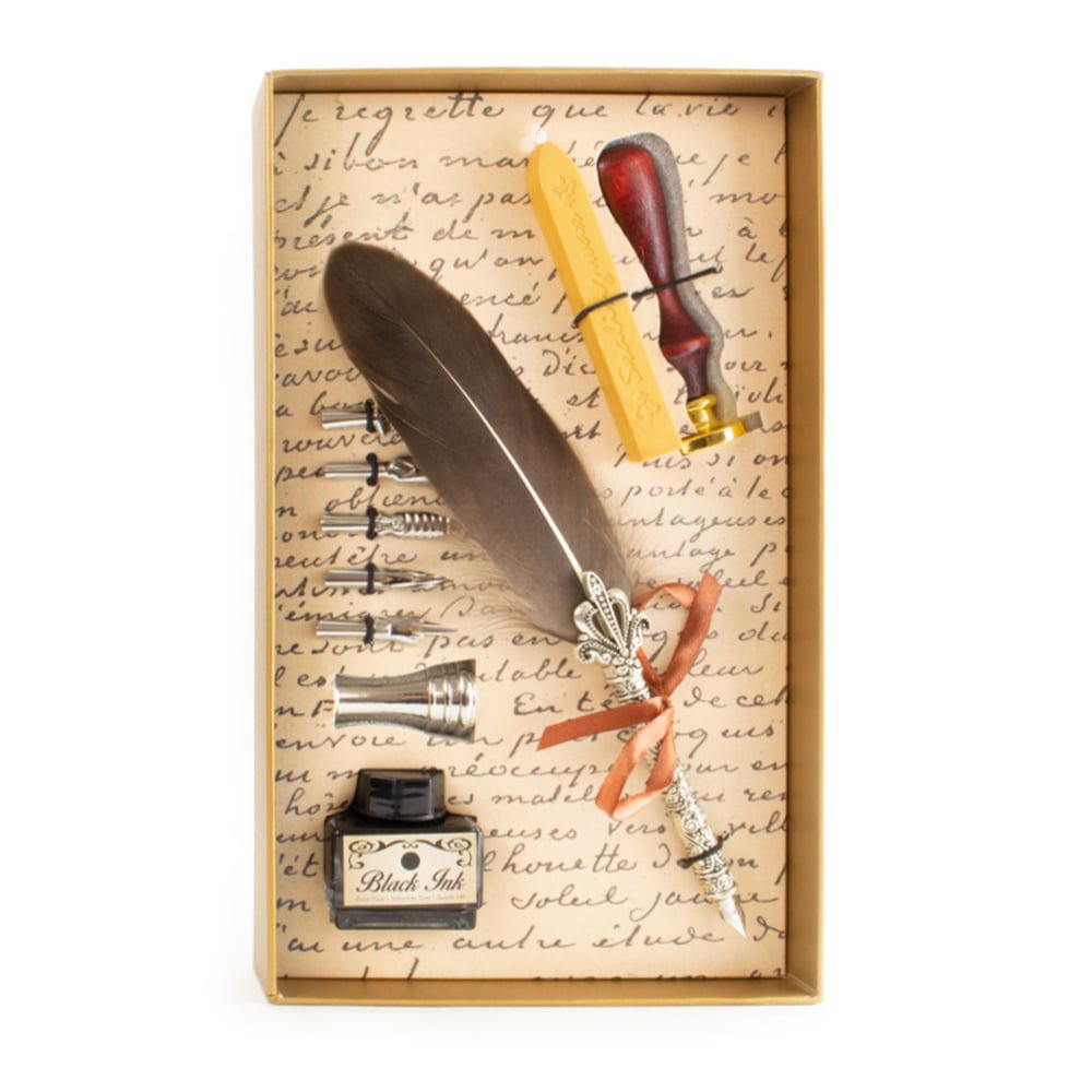 Luxe Calligraphy ink set, with wax set in light golden box