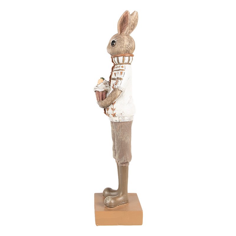 Hasenstatue 28 cm Braun Beige Polyresin