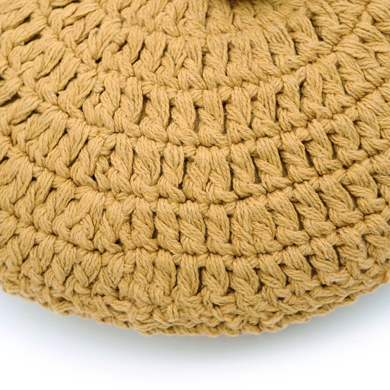 LENKA MUSTARD round crochet cushion