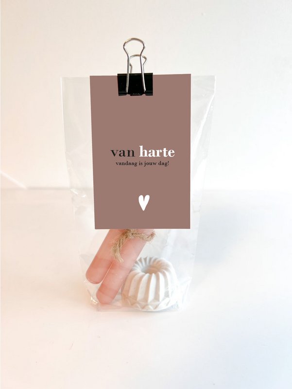 Cadeauzakje kandelaar - van harte