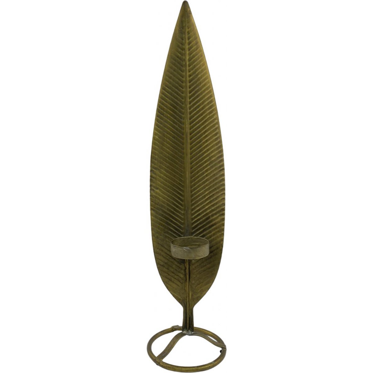Candle holder - feather | 59 cm | Rural candle holder in the shape of a feather | antique gold