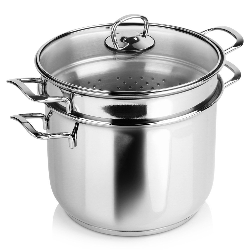 Pasta -Topfstahl mit Glasdeckel Anett 6 l 3 PCs
