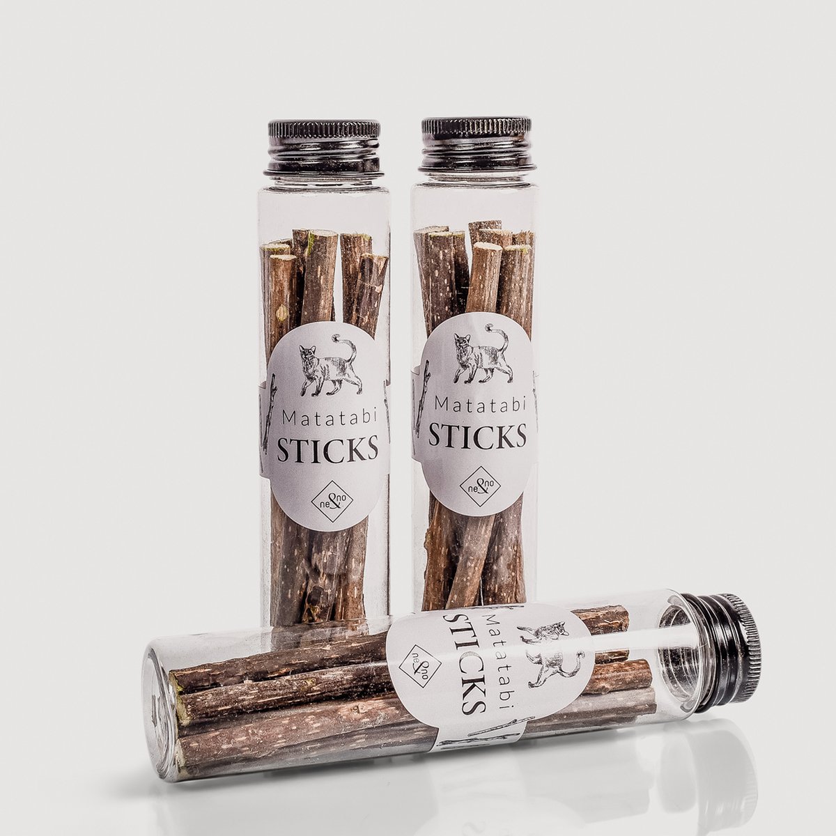 ne&no® Geschenkset Katzen Wohlfühlkräuter: Katzenminze + Baldrian Spray +  Matatabi Sticks