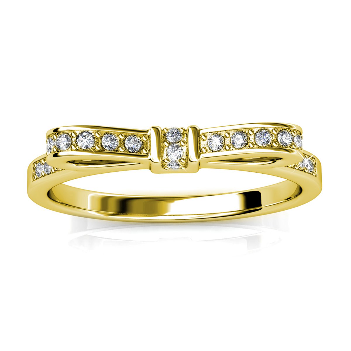 Bague Ribbon - Doré et Cristal