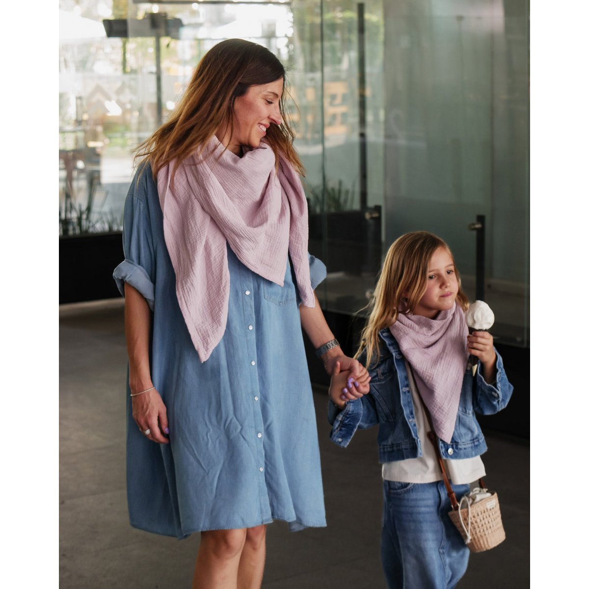 Echarpe mousseline enfant • Mauve