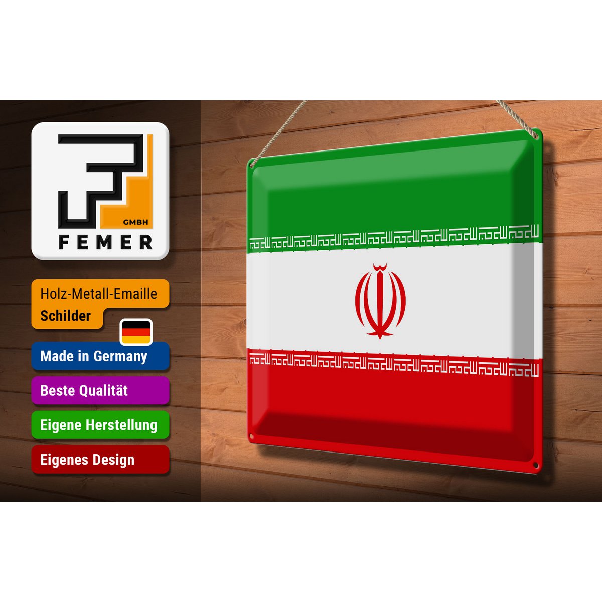 Tin Sign Flag of Iran 40x30cm Flag of Iran