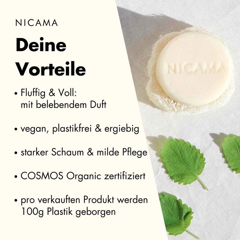NICAMA - Festes Shampoo - Lemongras-Melisse (COSMOS)