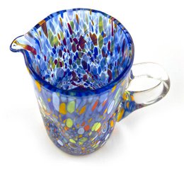 1 Classic Caraffa in hand blown and handmade glass with Murrine di Murano, "I Colori di Murano" line 500 ml. Made in Italy