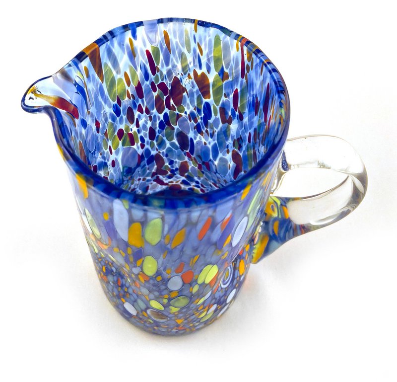 1 Classic Caraffa in hand blown and handmade glass with Murrine di Murano, "I Colori di Murano" line 500 ml. Made in Italy