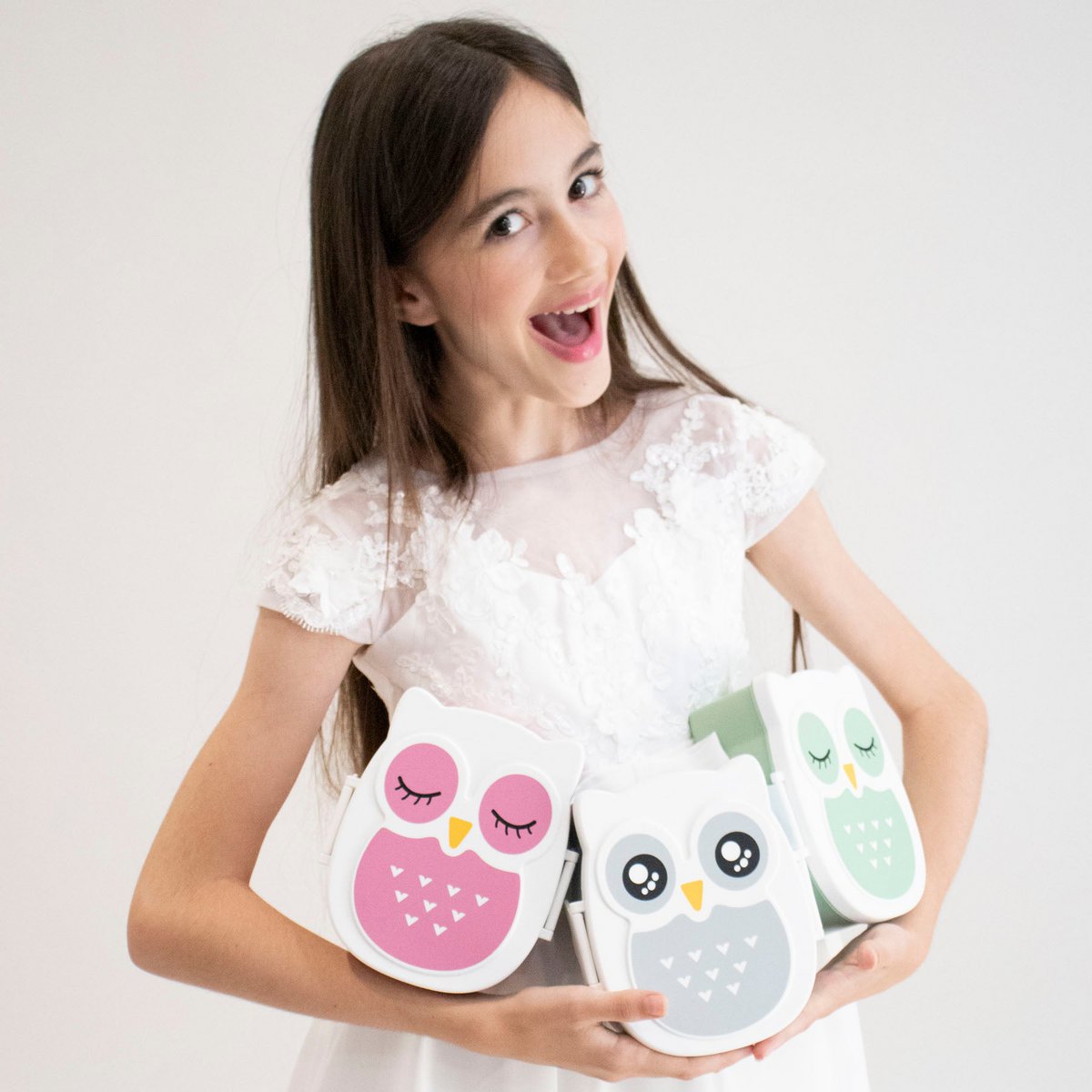 Boite à gouter - Lunchbox hemetique & sans BPA - Chouette Rose