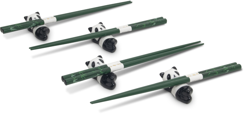 Edo Chopstick Set, 4 pair + stones, Panda, giftbox