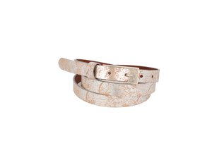 Belt ladies leather Brilliants narrow silver