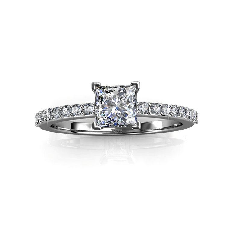 Bague Simple Square - Argenté et Cristal