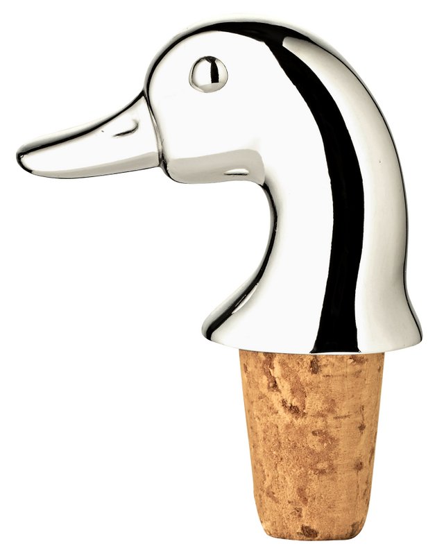 EDZARD Flaschenkorken Flaschenverschluss Ente, edel versilbert, anlaufgeschützt, Höhe 8 cm