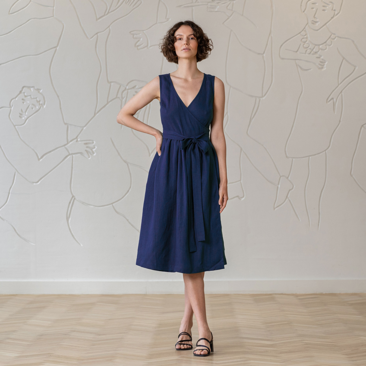 Vestido cruzado de lino Macie