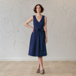 Leinen-Wickelkleid Macie