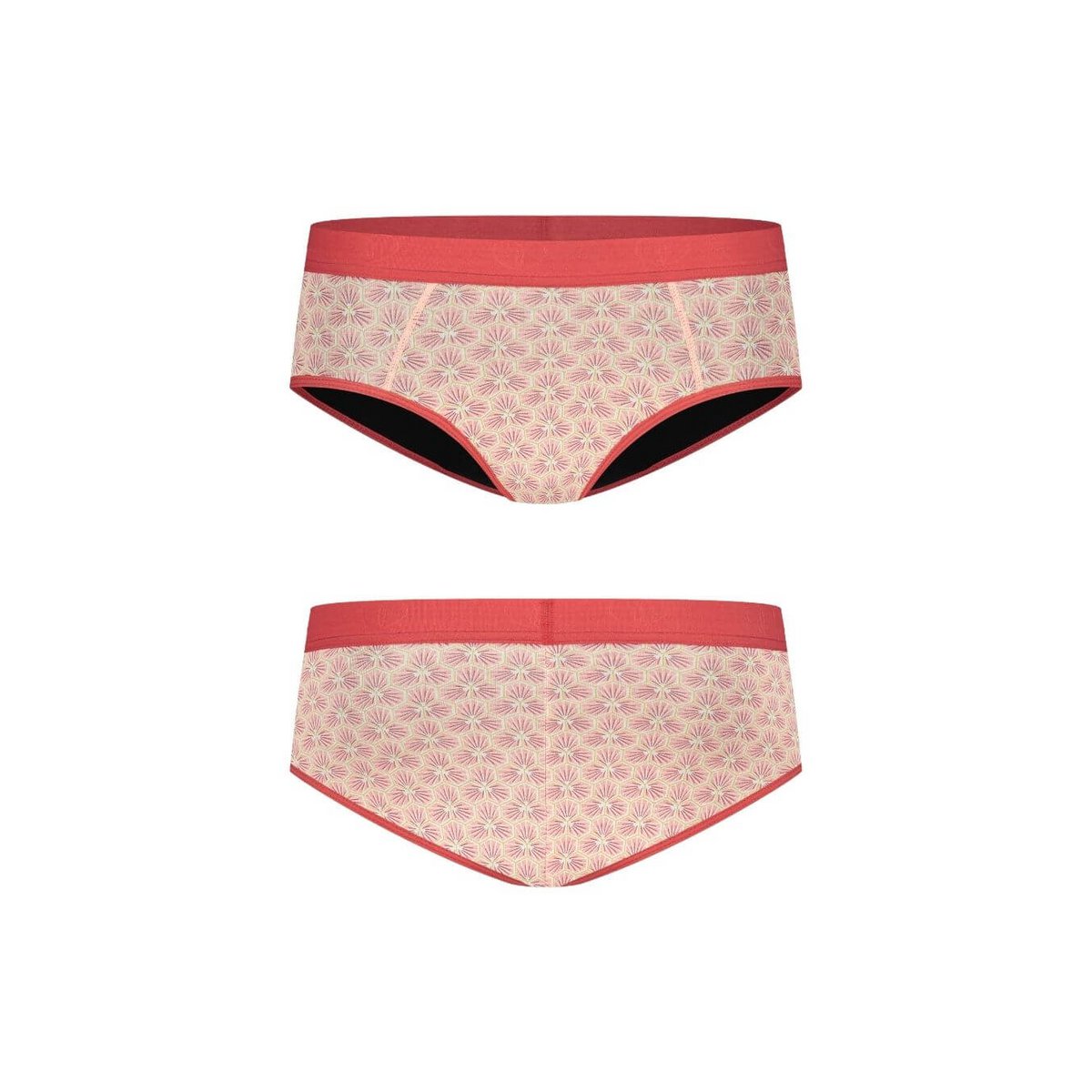 Menstruationsbukser hipsterpiger – medium absorption (sort, pink print)