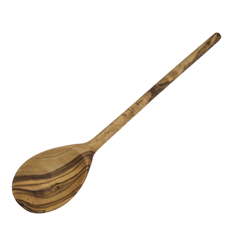 Cuillère de cuisine avec manche rond 35 cm en bois d'olivier