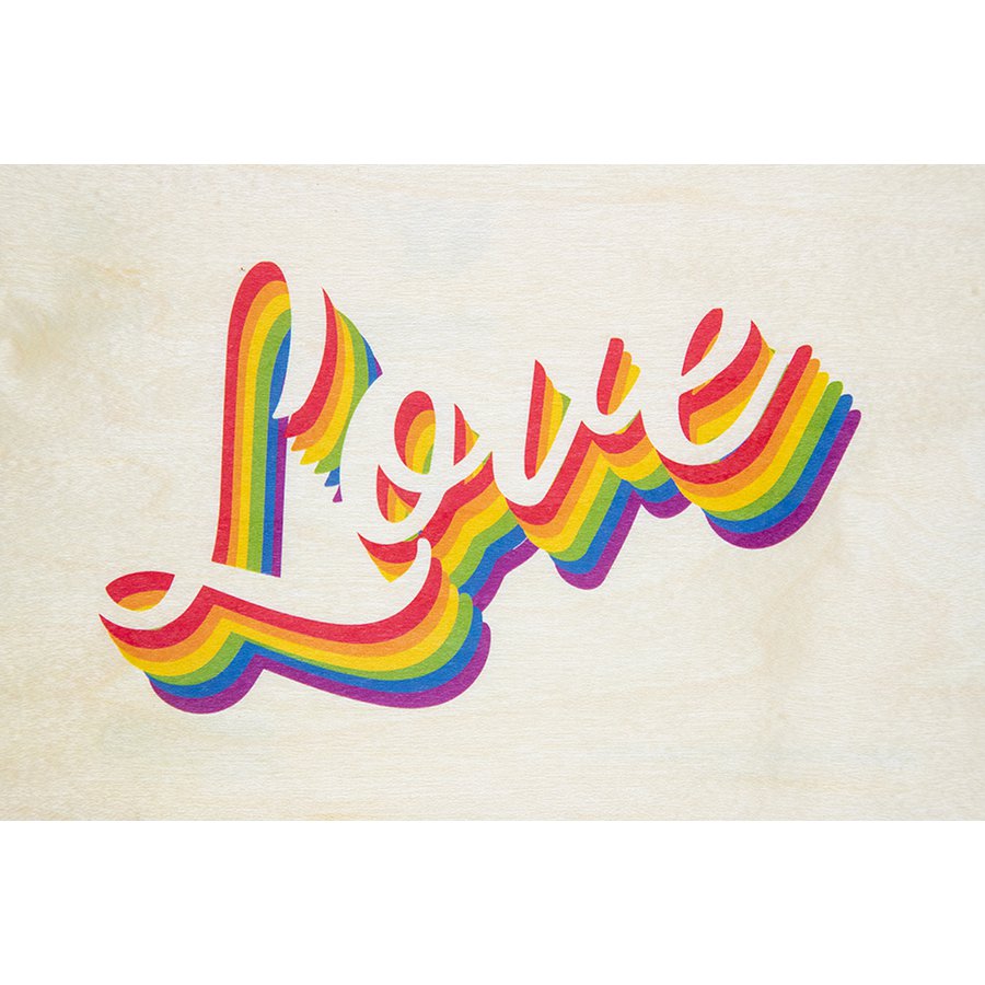 Wooden postcard greetings 2 love rainbow