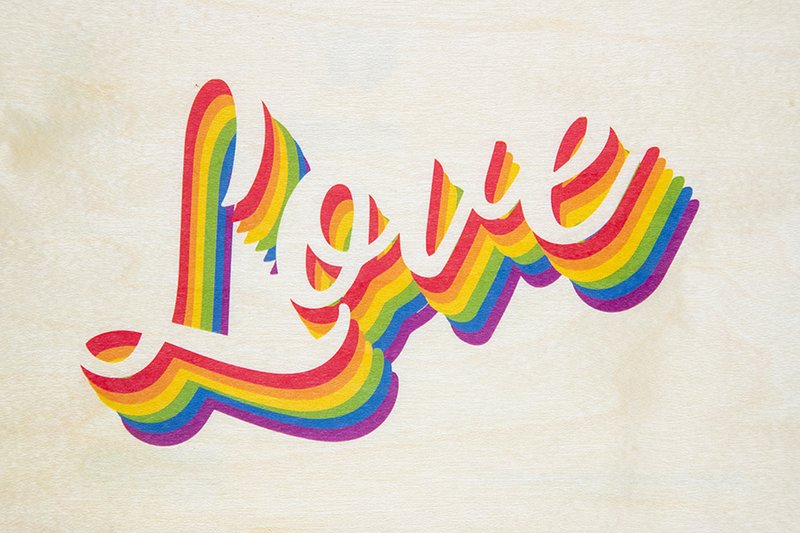 Wooden postcard greetings 2 love rainbow