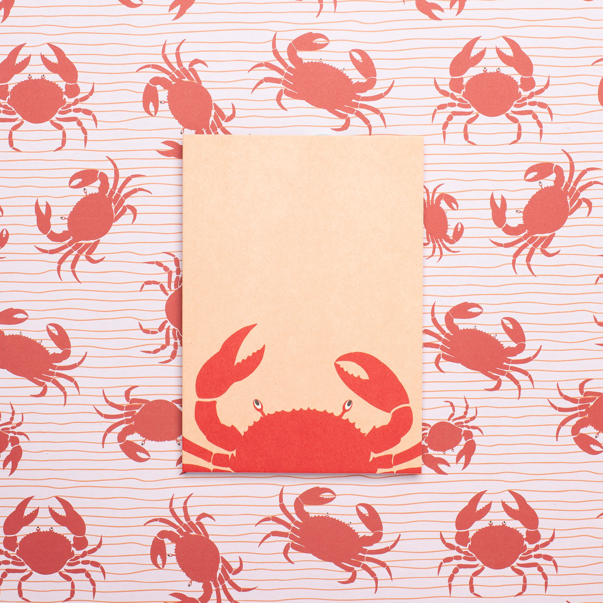 Ansichtkaart "Krab" koraalrood - houtpulpkarton