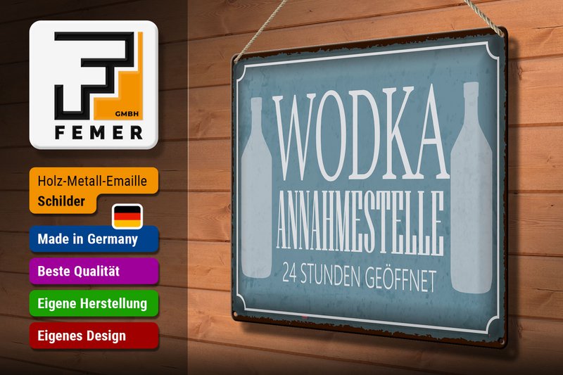 Tin sign saying 40x30cm Vodka acceptance point 24 hours