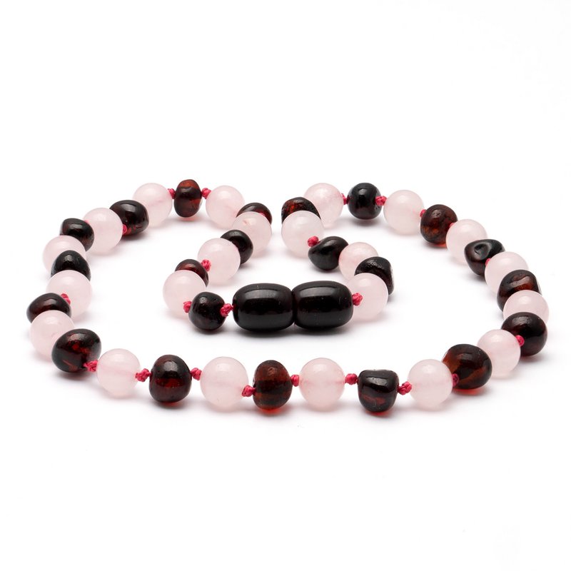 Baltic Amber & Rose Quartz Necklace 129