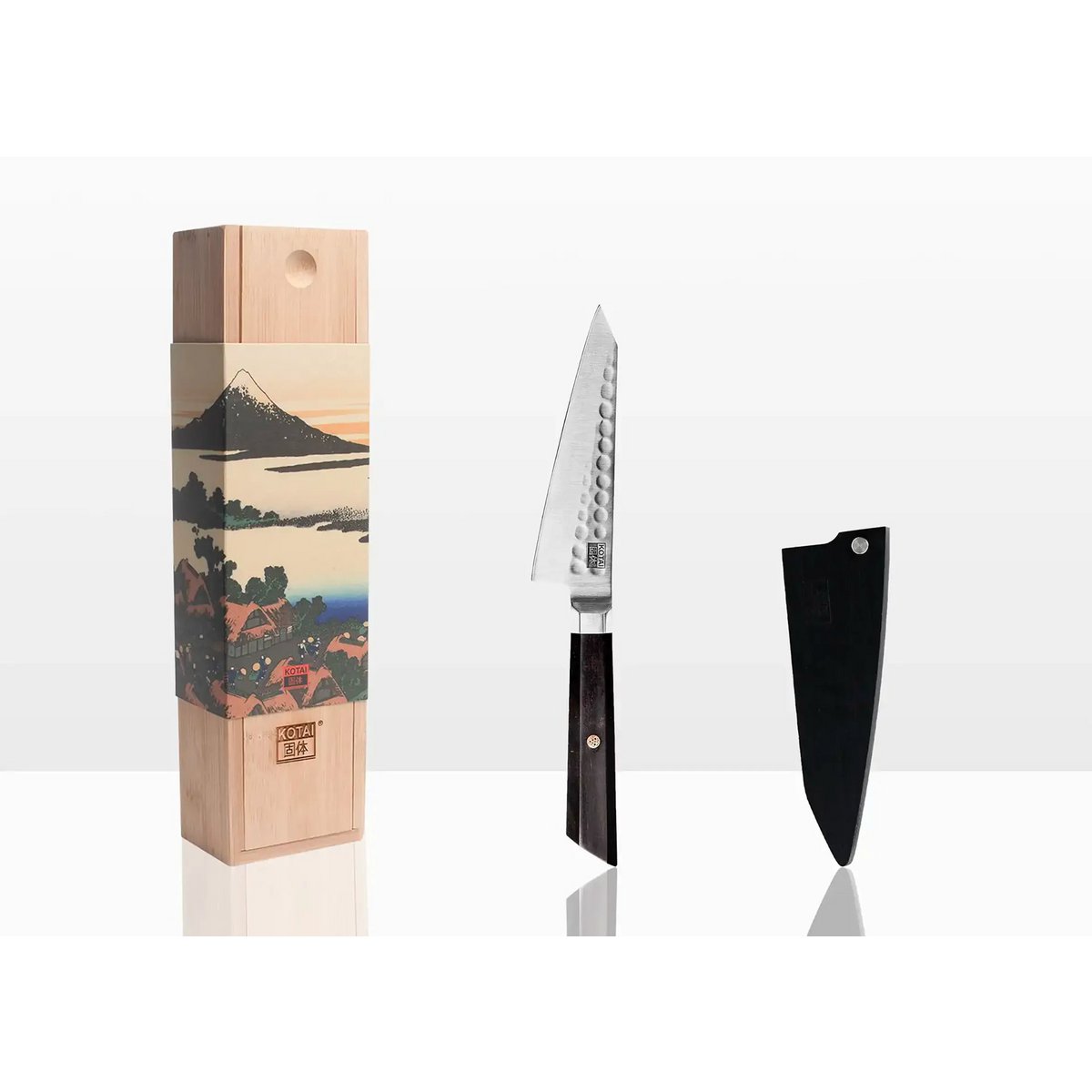 Knife - Bunka Petty with bamboo Saya and bamboo box - 135 mm blade