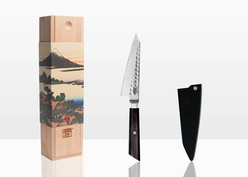 Knife - Bunka Petty with bamboo Saya and bamboo box - 135 mm blade