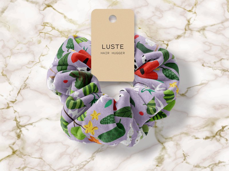 Chouchou en velours doux au toucher - Motif floral