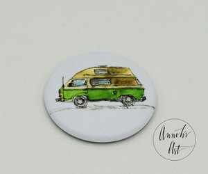 Bulli-Magnete | grüner Bulli mit Hardtop
