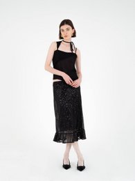 Gonna longuette nera con paillettes Esteem