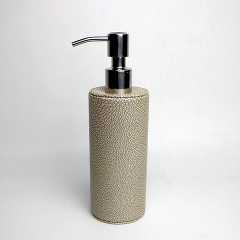 Soap dispenser beige round-ray skin look & stainless steel