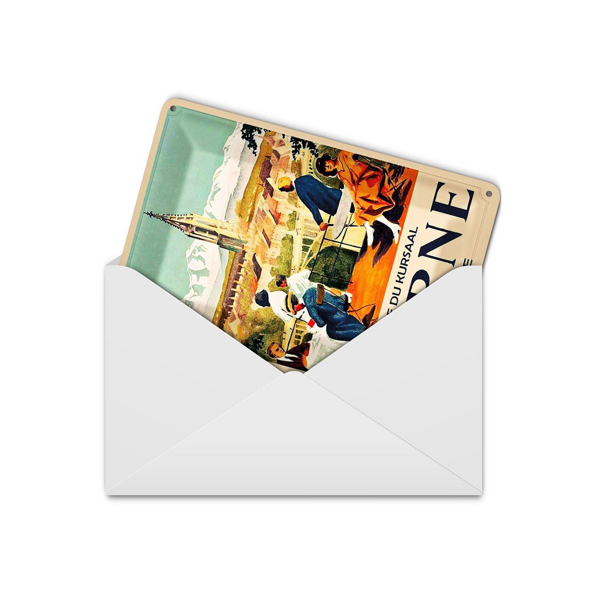Cartolina da viaggio in latta 10x14 cm Svizzera Vue du kursall Berna Insegna decorativa