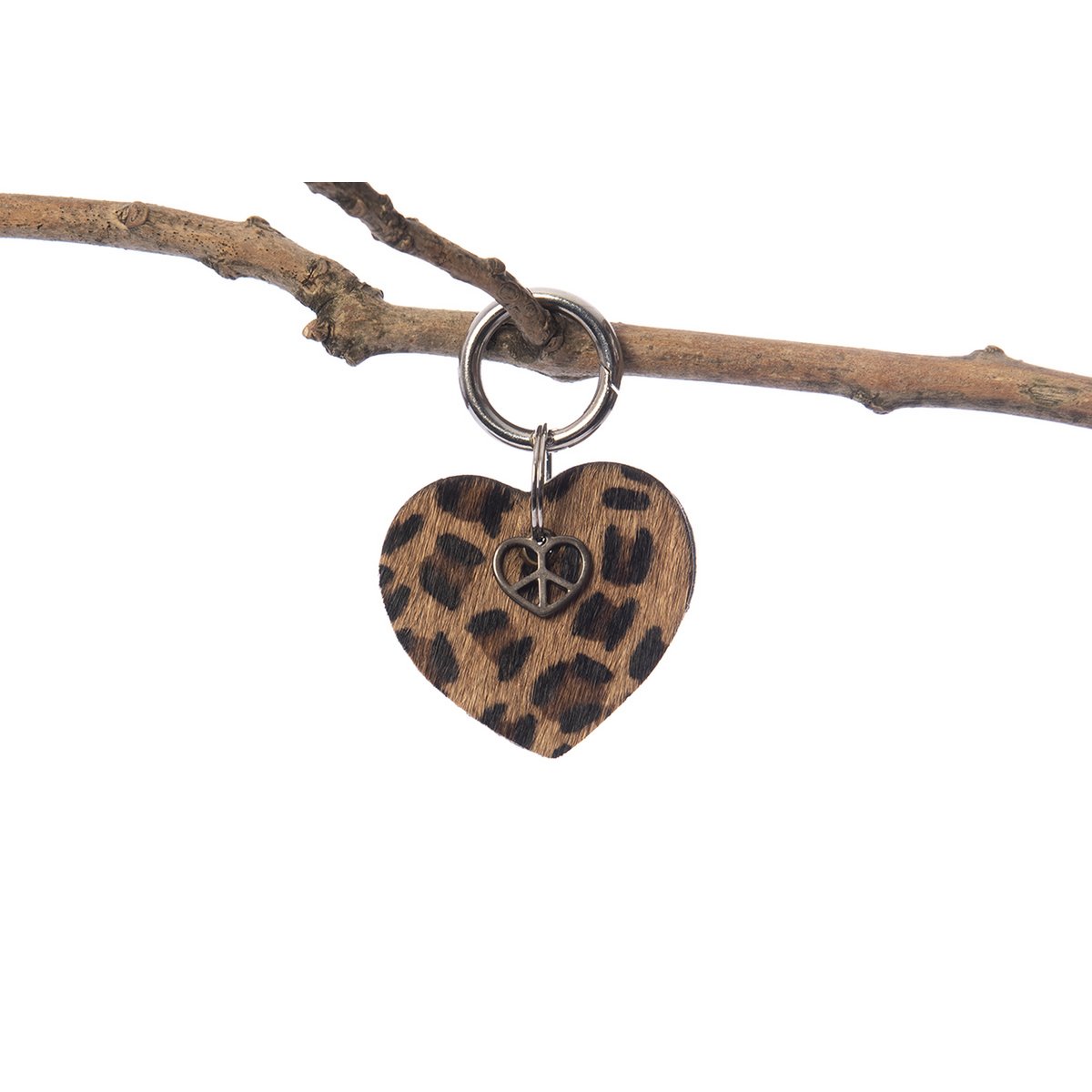 Taskeophæng hjertedyr med leopard charm