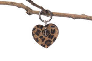Bag hanger heart animals with leopard charm