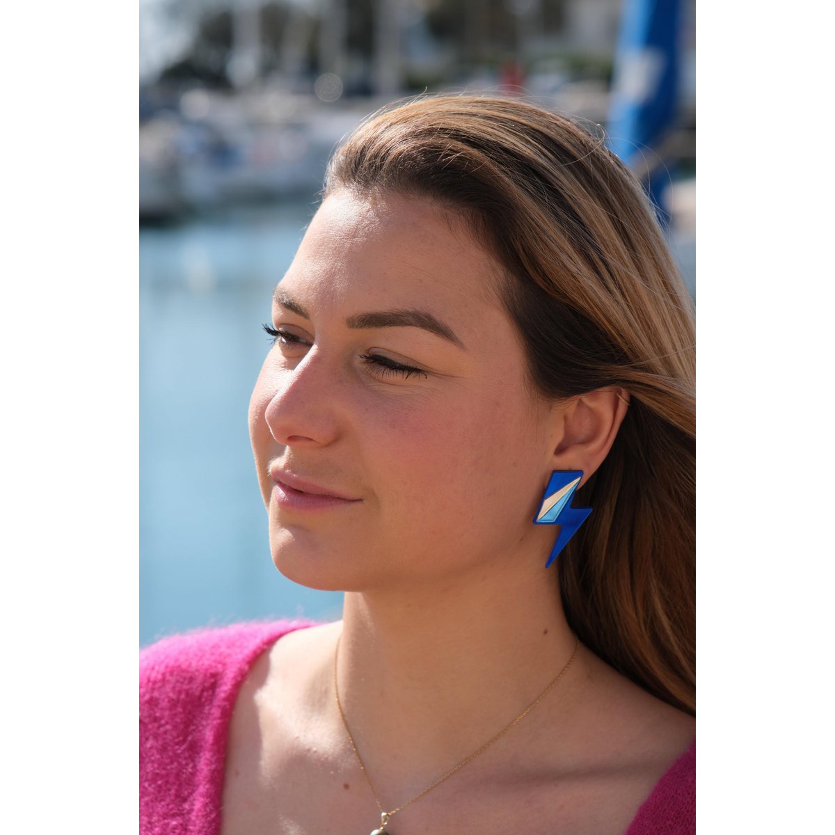 Boucles d'Oreilles Puces Miroirs Maxi Eclairs