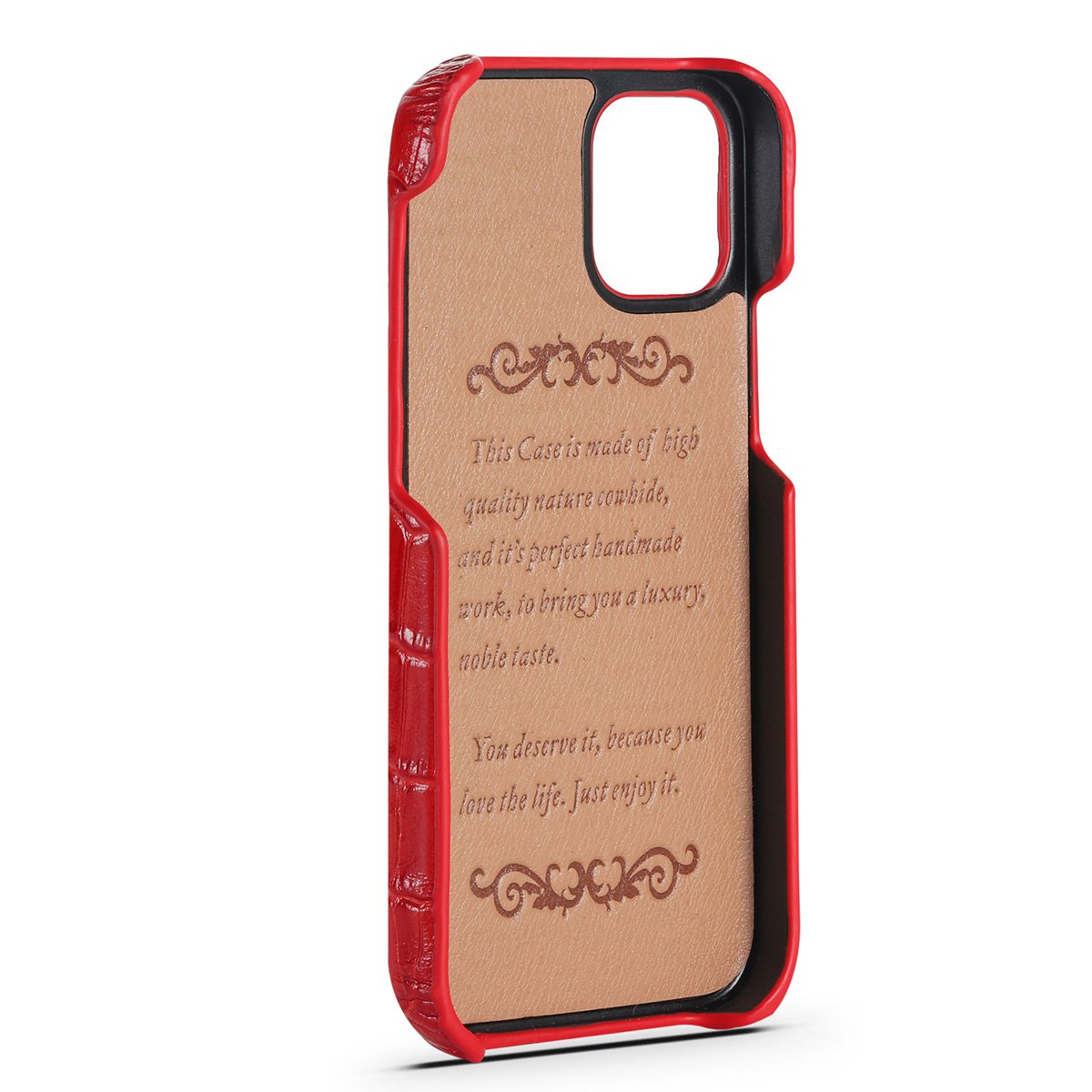 Leren Hoesje iPhone 12 Pro Max Rood Leer Met Kroko Print – Apple iPhone 12 Pro Max Hoesje Rood Leer Met Kroko Print