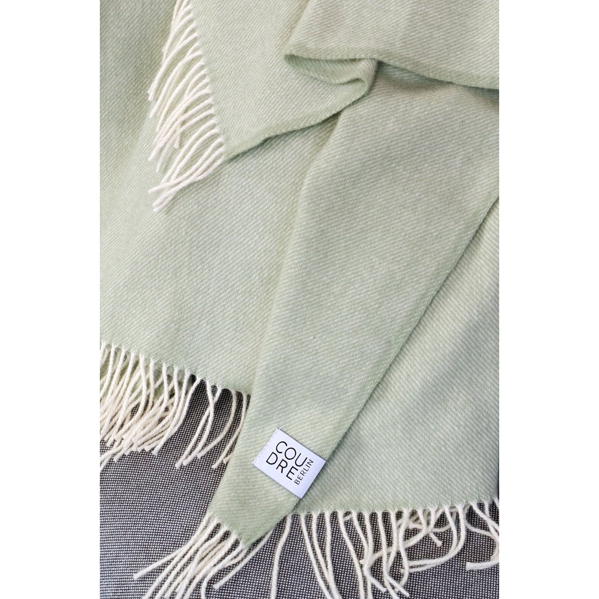 Wool blanket / cuddly blanket plain sage