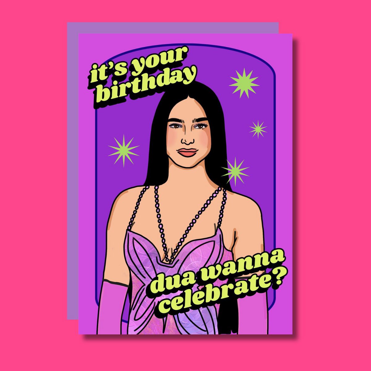 È il tuo compleanno, Dua, vuoi festeggiare? Divertente biglietto d'auguri per ragazza pop
