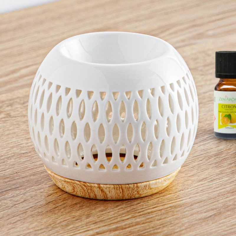 Céramy Series Parfumebrænder – Trellis – Lakeret keramisk lysestage – Spredning af duftvoks, æteriske olier – Dekorativ gaveidé