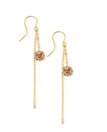 18K gold plated earrings with light amethyst crystal balls