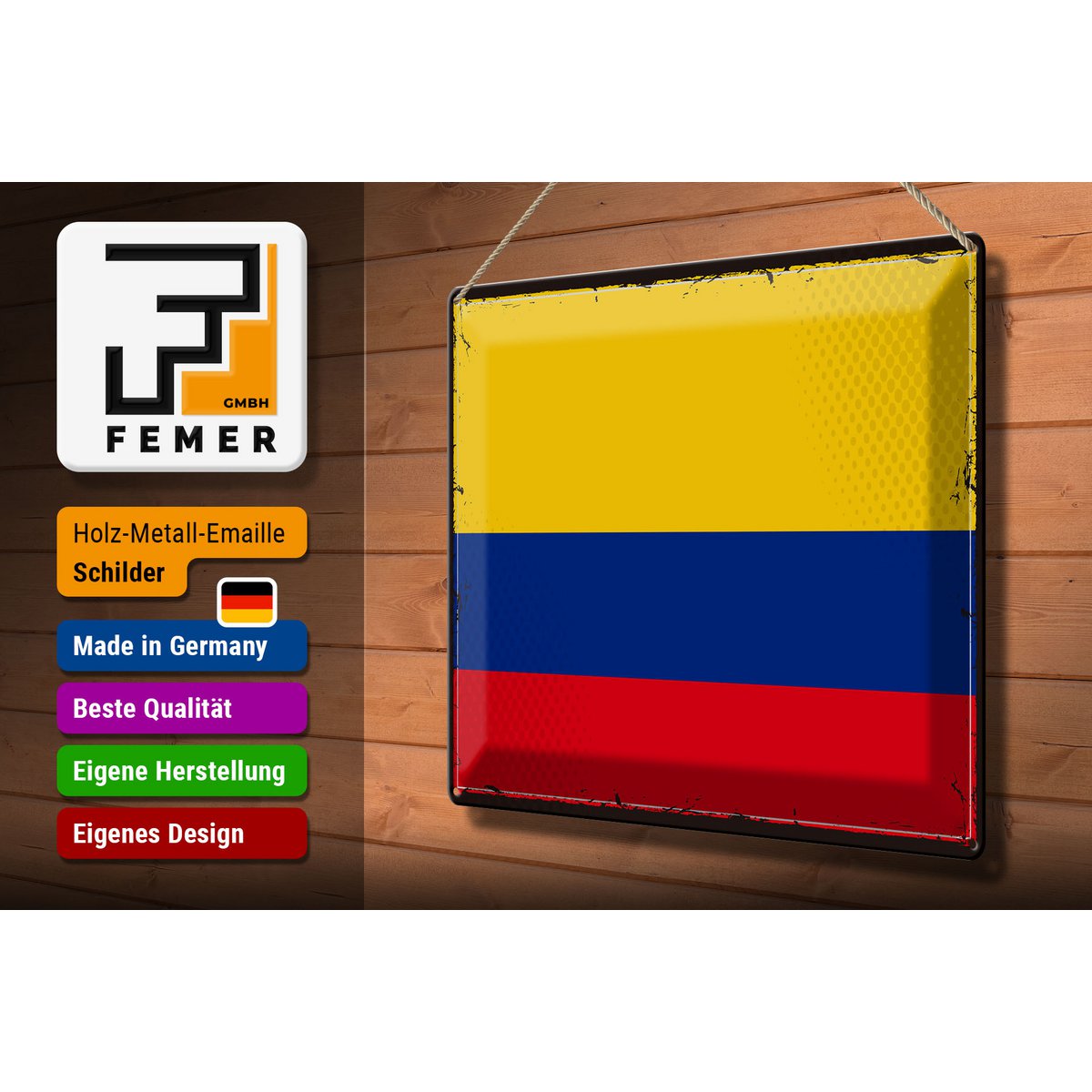 Tin Sign Flag Colombia 40x30cm Retro Flag Colombia