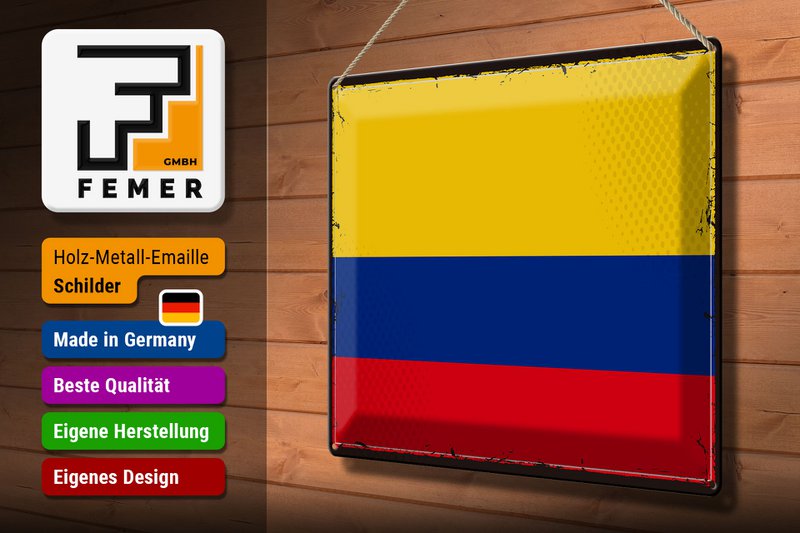 Tin Sign Flag Colombia 40x30cm Retro Flag Colombia