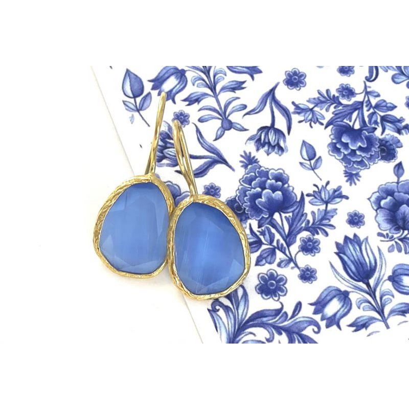 Cateye earrings jeans blue
