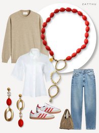 Lute statement necklace red