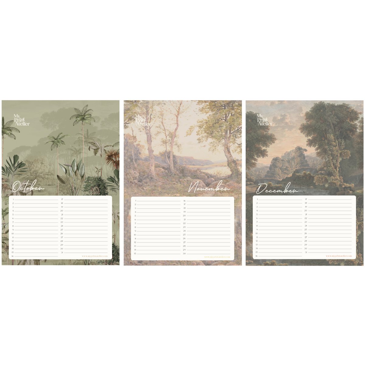 Birthday Calendar Signature Landscapes - Annet Weelink Design Landscapes - A4 - Perpetual Calendar - Premium Paper