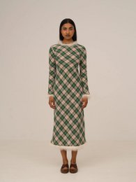 Clover Midi Green Plaid Dress