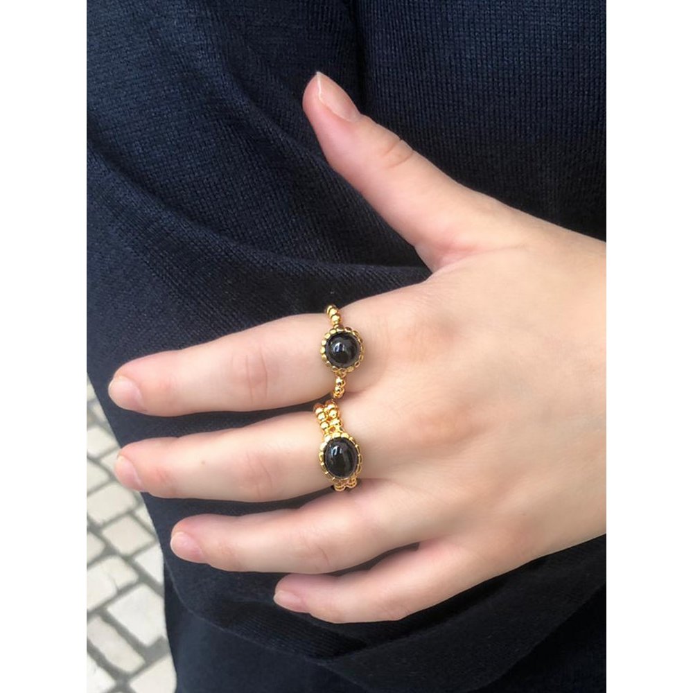 Forgyldt Onyx båndring